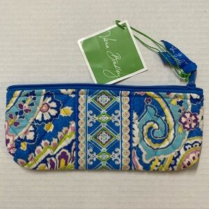 New‎ Vera Bradley Capri Blue floral cosmetic brush/ pencil organizer bag